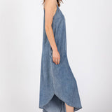 DENIM SLOUCHY FITTED JUMPSUIT - VJ3103A: MED WASH / S