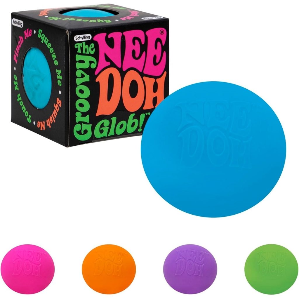 Blue Nee Doh Glob with packaging and additional colors displayed