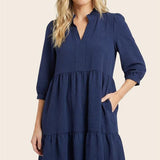 BRIDGET DRESS 72317 NAVY or EGGPLANT