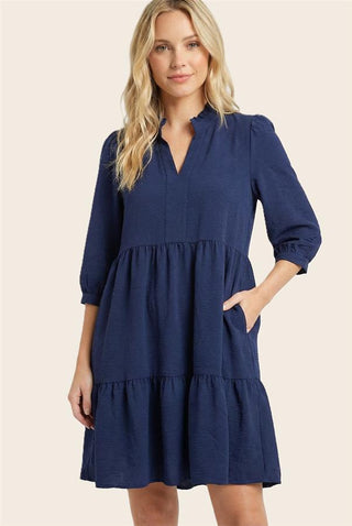 BRIDGET DRESS 72317 NAVY or EGGPLANT