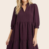 BRIDGET DRESS 72317 NAVY or EGGPLANT