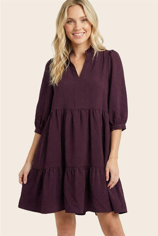 BRIDGET DRESS 72317 NAVY or EGGPLANT