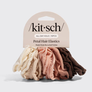 Fabric Petal Hair Elastics 10pc - Blush