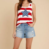 4th of July Star Stripe Tank Top: RED / M