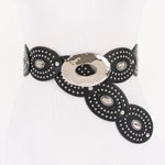 Black and silver circular bracelet on a white background