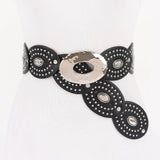 Black and silver circular bracelet on a white background