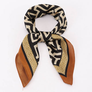 Decorative scarf with geometric pattern on a white background