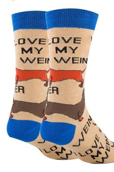 Love My Weiner | Men's Cotton Crew Funny Socks 9510