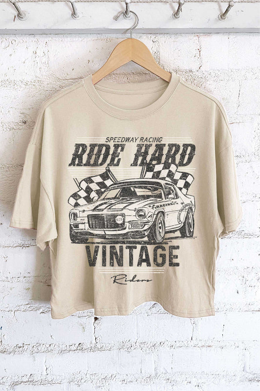 RIDE HARD LONG CROP TOP: STONE