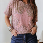 leopard short sleeve with star and studs