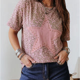 leopard short sleeve with star and studs