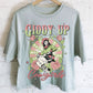 GIDDY UP LONG CROP TOP: Dusty mint