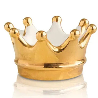 Gold crown-shaped object on a white background