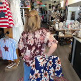 IRA FLORAL TOP 20123 BURGUNDY