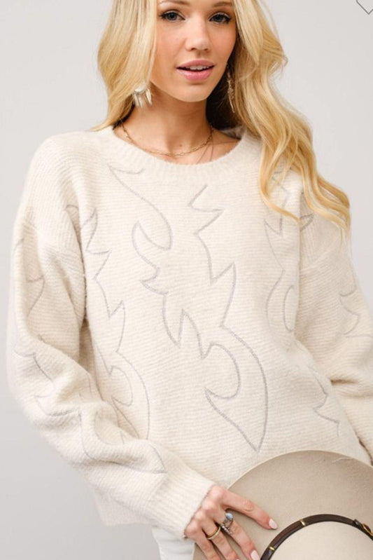 X EMBROIDERED SWEATER 36332 ~MEDIUM