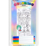 HAPPY BIRTHDAY SOCKS WITH MARKERS.