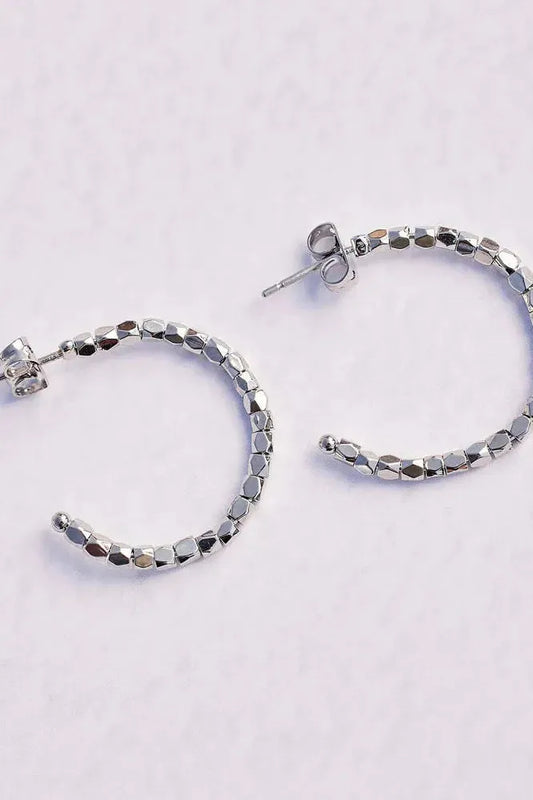 PURA VIDA EARRINGS, DIAMOND CUT HOOP Silver