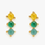 PURA VIDA EARRINGS, 3 STONE GOLD