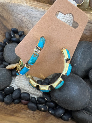 Boho Sol Turq Hoop Earrings