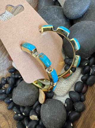 Boho Sol Turq Hoop Earrings