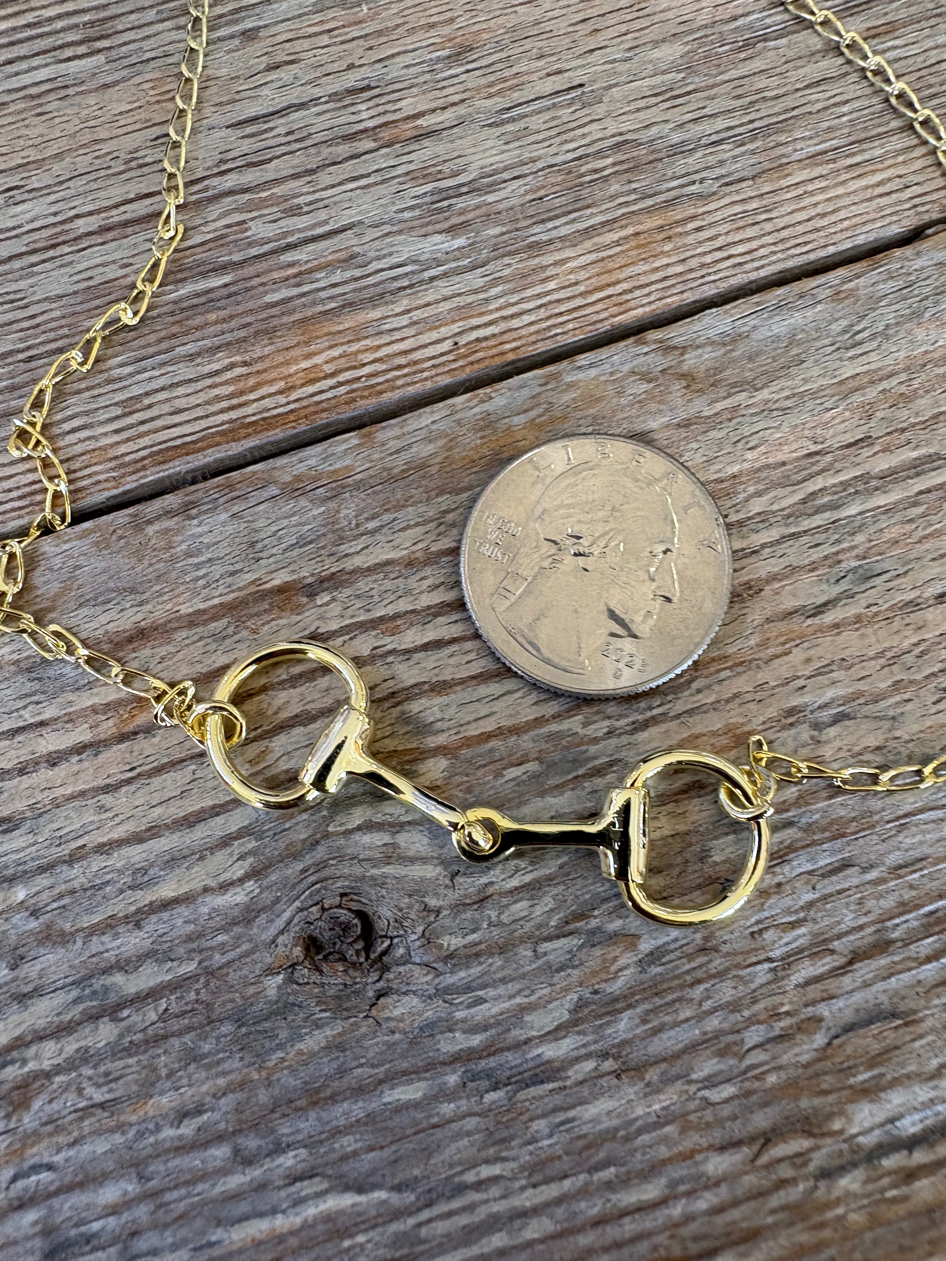Boho Sol Brass Horse Snaffle bit Necklace