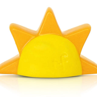 Yellow and orange star-shaped object on a white background