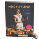 Book titled 'mini occasions' with a woman in a kitchen on the cover