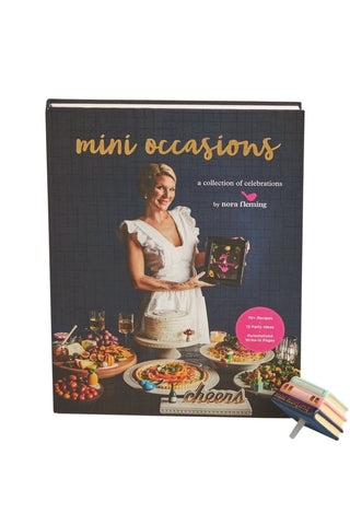 Book titled 'mini occasions' with a woman in a kitchen on the cover