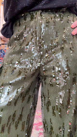 JULIANNA SEQUIN PANT 60467 ~ GREEN