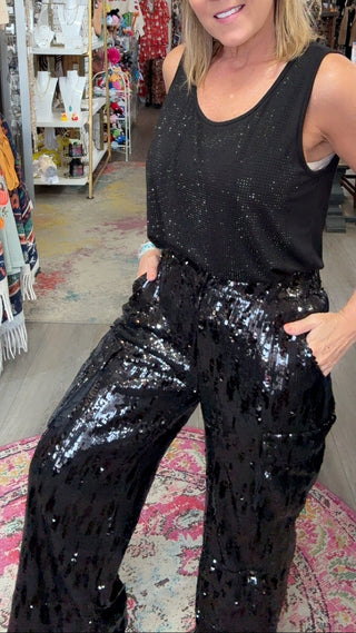 JULIANNA SEQUIN PANT 60467 ~ BLACK