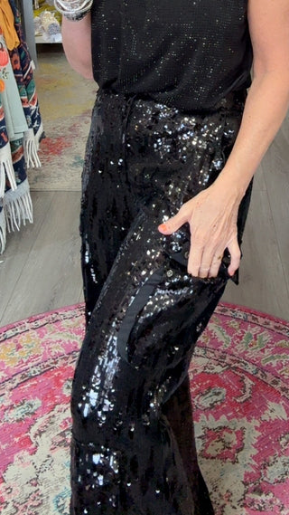 JULIANNA SEQUIN PANT 60467 ~ BLACK