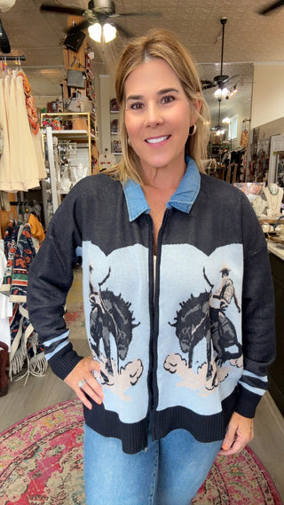 BRONC BLUES CARDIGAN
