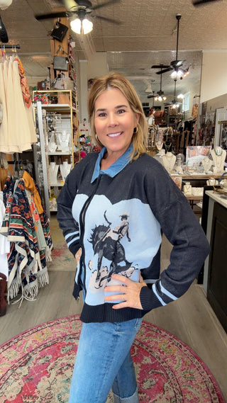 BRONC BLUES CARDIGAN