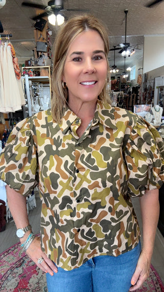 PRAIRIE PUFF CAMO TOP