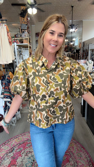 PRAIRIE PUFF CAMO TOP