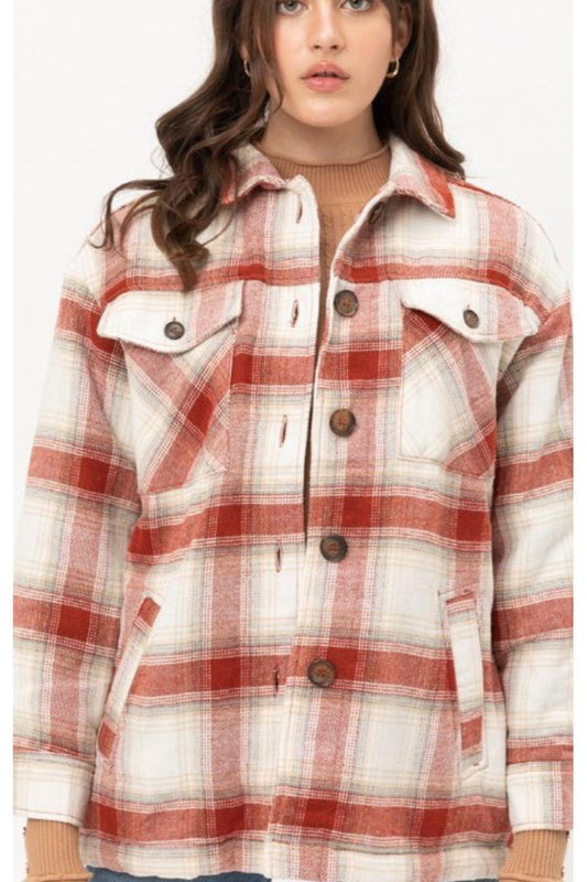 PLAID SHACKET in TERRA COTTA 82714
