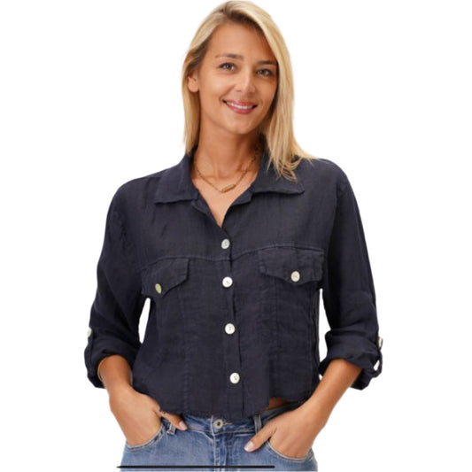 MADE IN ITALY LINEN FRAY EDGE JACKET 2233