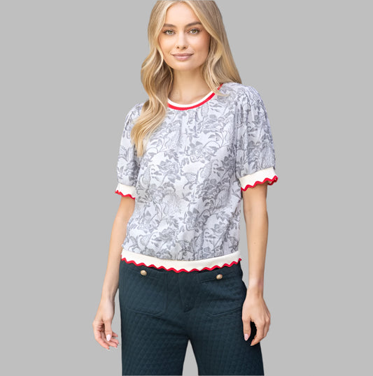 GREY PAISLEY TOP 35850