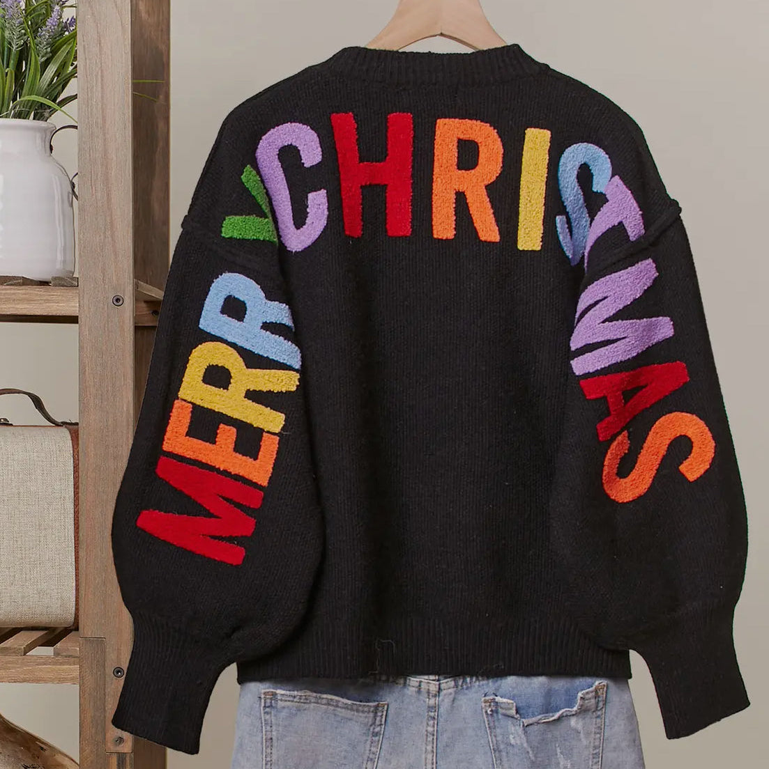 MERRY CHRISTMAS BLACK SWEATER 40403