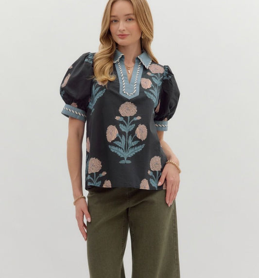 NAVY BLOUSE 27875