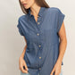 CAP SLEEVE TOP 116 in DENIM