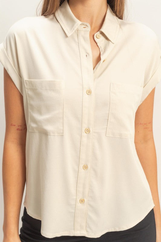 CAP SLEEVE TOP 116 in ECRU