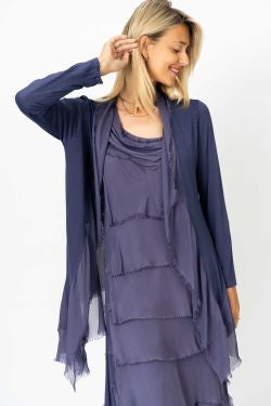 MADE IN ITALY SILK LONG RUFFLE JACKET 2711