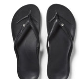 Pair of black sandals on a white background