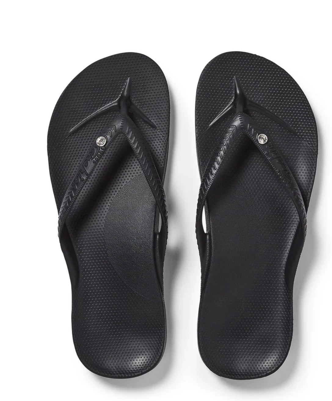 Pair of black sandals on a white background