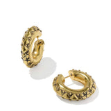 Gold hoop earrings with triangle design