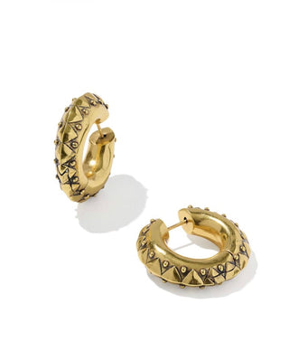 Gold hoop earrings with triangle design