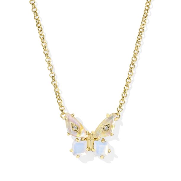 Opal irredescent necklace in gold