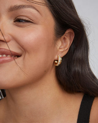 Gold hoop with stones
