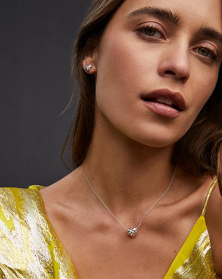Heart stud earrings and matching necklace